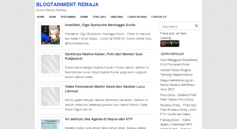 Access Blogtainment Remaja Blogspot Com Blogtainment Remaja Dunia Hiburan Remaja