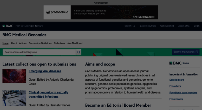 Access Bmcmedgenomics.biomedcentral.com. BMC Medical Genomics | Home Page