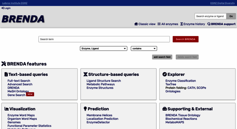 Access Brenda-enzymes.info. Enzyme Database - BRENDA