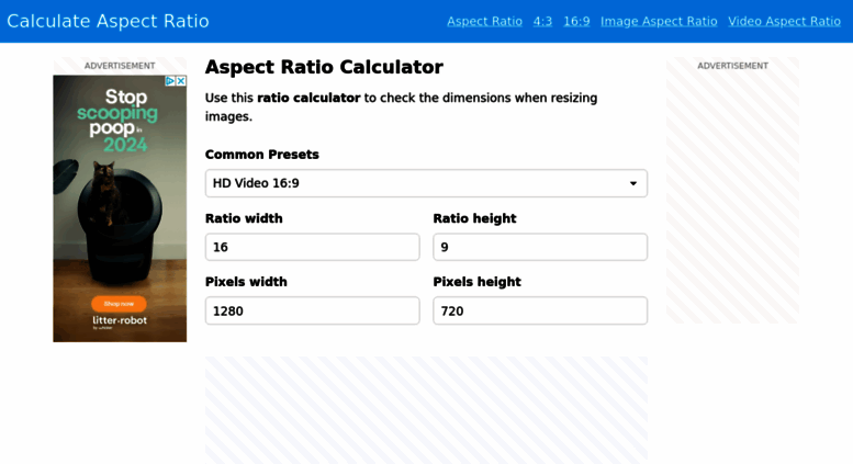 aspect ratio to resolution calculator