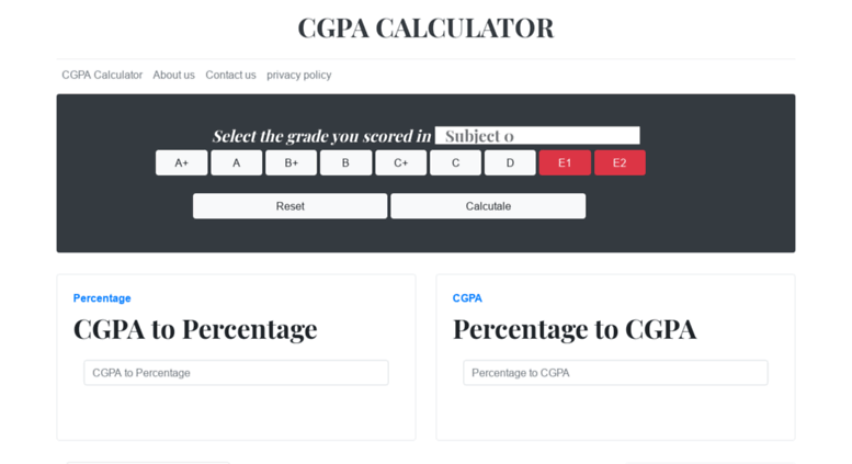 Access cgpacalculator.in. CGPA Calculator For CBSC ...