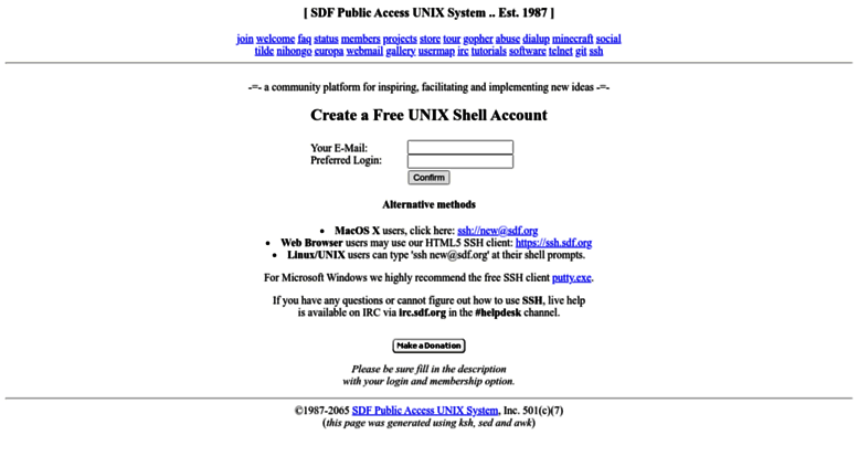 Access Chaosnet Org Sdf Public Access Unix System Free Shell