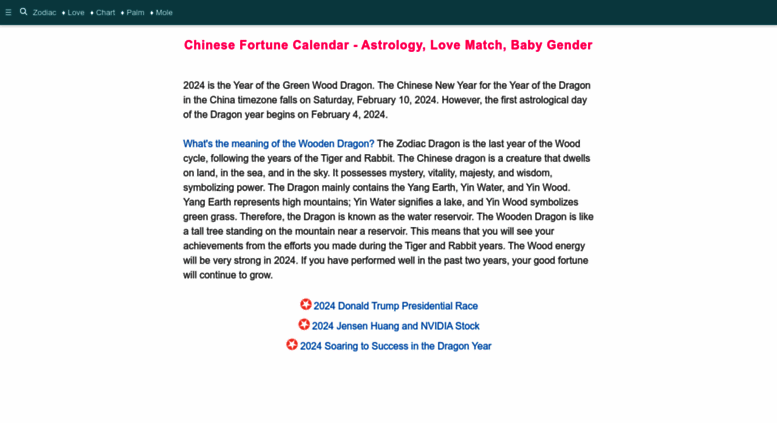 Chinese Zodiac Gender Chart