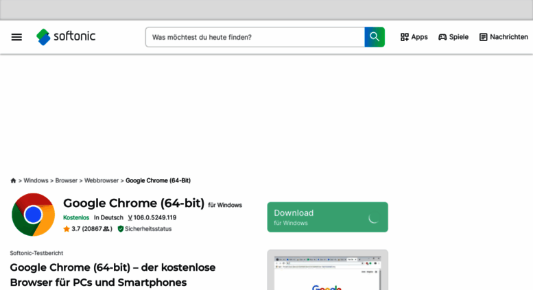 Access chrome-64-bit.softonic.de. Google Chrome (64-bit) - Download