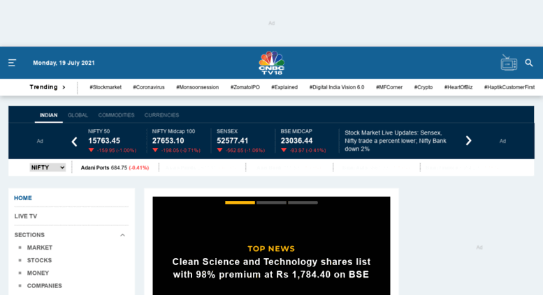 Access Cnbc Tv18 Moneycontrol Com Latest Business Stock Market - cnbc tv18 moneycontrol com screenshot