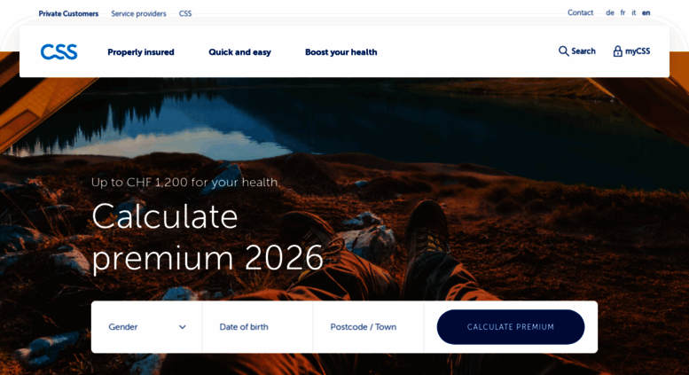 Access css.ch. CSS Insurance. Your health insurance. Your