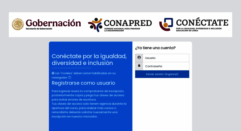 Access cursos.conapred.org.mx. Conéctate por la igualdad, diversidad e ...