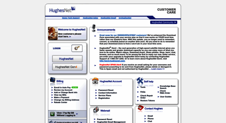 Access Customercare Myhughesnet Com Hughesnet Customer Care Customercare Myhughesnet Com Screenshot