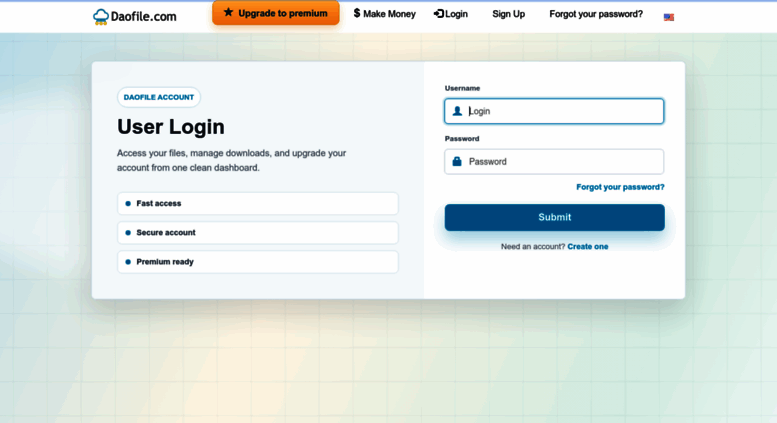 Access daofile.com. Daofile.com - Easy way to share your files