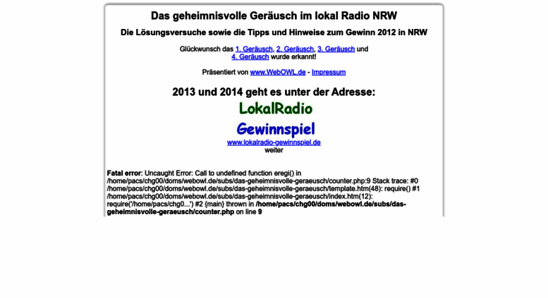 das geheimnisvolle geräusch