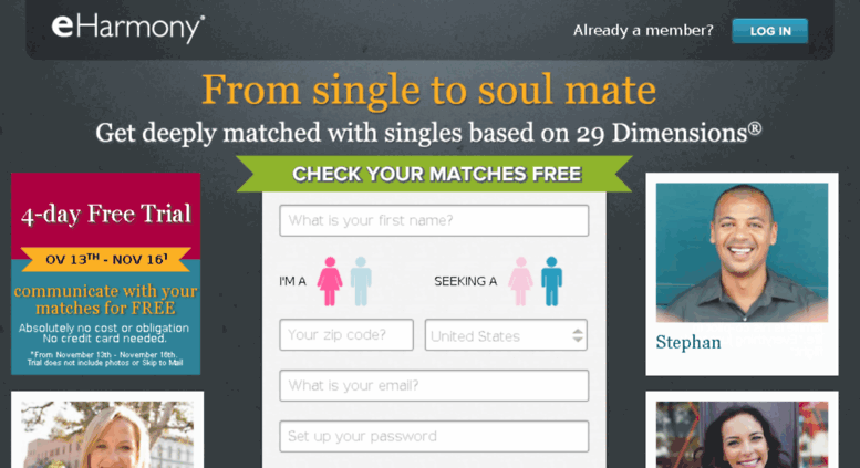 Eharmony Dating-Website anmelden