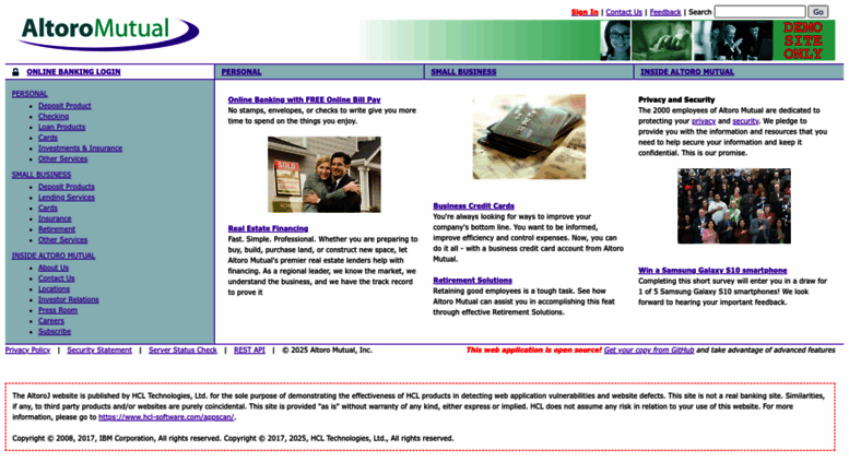 Access demo.testfire.net. Altoro Mutual