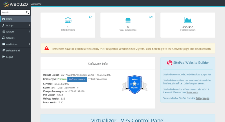 Access Demo Webuzo Com Webuzo Admin Panel