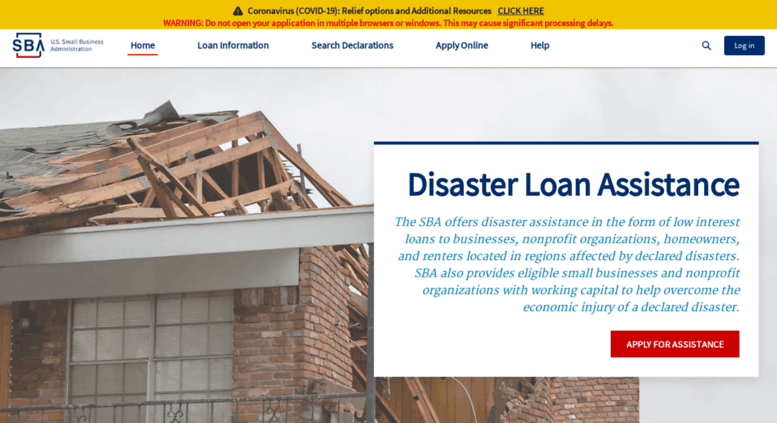 Access Disasterloan.sba.gov. Disaster Loan Assistance