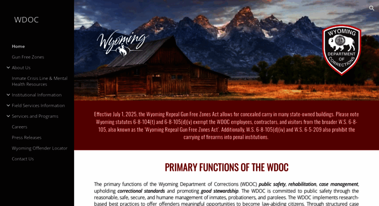 Access doc.state.wy.us. Wyoming Department of Corrections