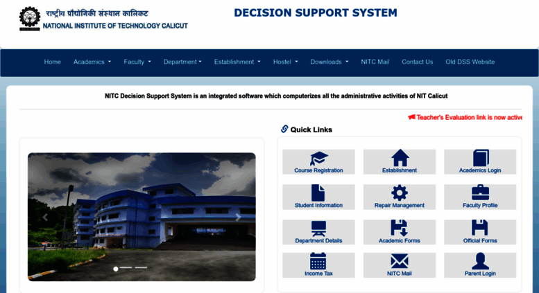 Access Dss.nitc.ac.in. Decision Support System