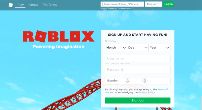roblox sign up page