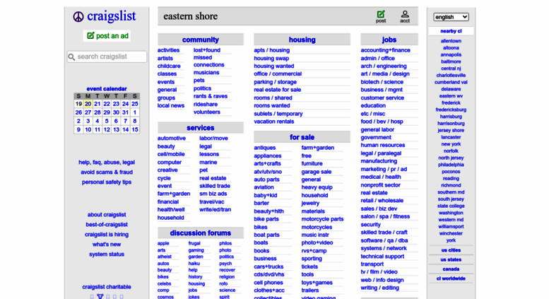 Access Easternshore Craigslist Org Craigslist Eastern