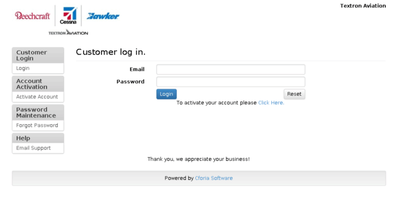Access ebilling.cessna.com. Textron Aviation -> Customer Login
