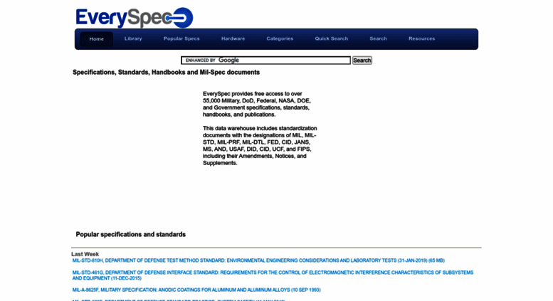 Access Edit.everyspec.com. Military Standards MIL-STD, Military ...
