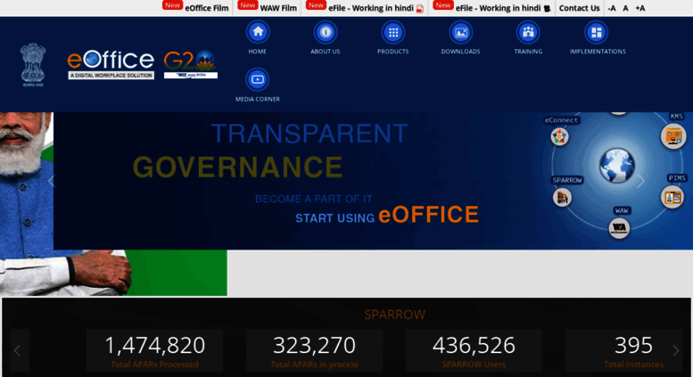 Access eoffice.gov.in. eOffice