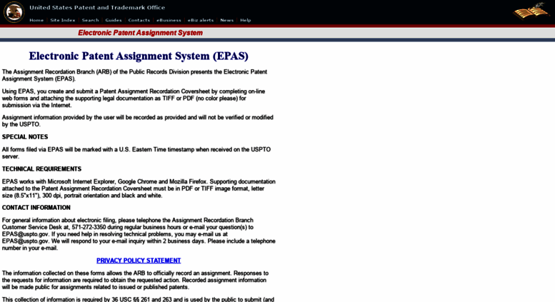 uspto epas assignment search