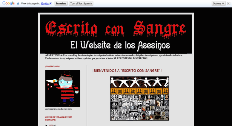 Escrito Con Sangre ¡El Website de Los Asesinos 