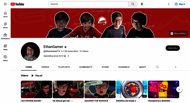 Access Ethangamertvcom Ethangamer Youtube - ethangamertvcom screenshot