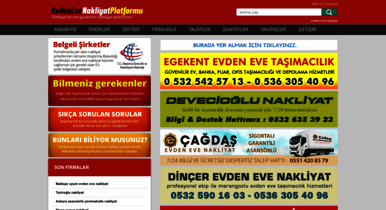 Access EVDEN EVE NAKLİYAT PLATFORMU