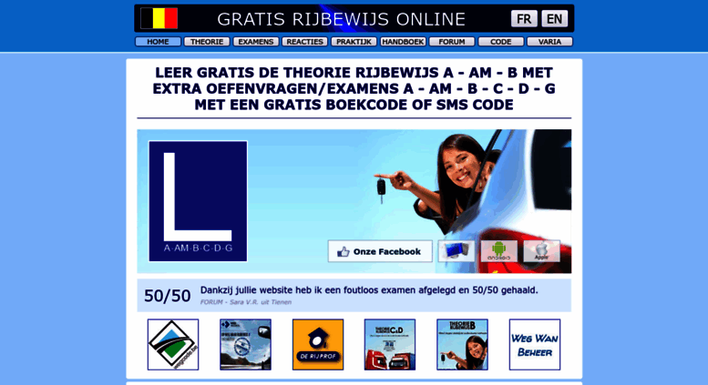Access examen.gratisrijbewijsonline.be. RIJBEWIJS B A AM C THEORIE OEFENEN  EXAMENS - Gratis Rijbewijs Online