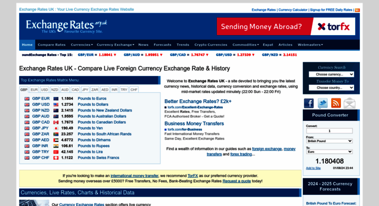 Access Exchangerates Org Uk Exchange Rates Compare Live Currency Exchangerates Org Uk Screenshot