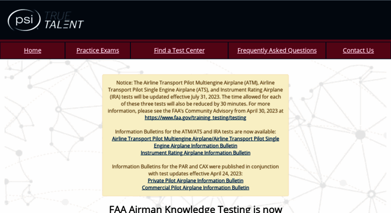 Access Faa psiexams Login PSI True Talent Enterprise