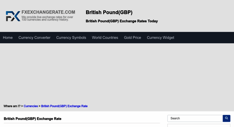 Access Gbp Fxexchangerate British Pound Exchange Rates Gbp Fxexchangerate Screenshot