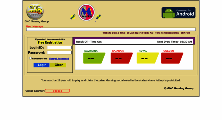 Golden Navratna Result Chart