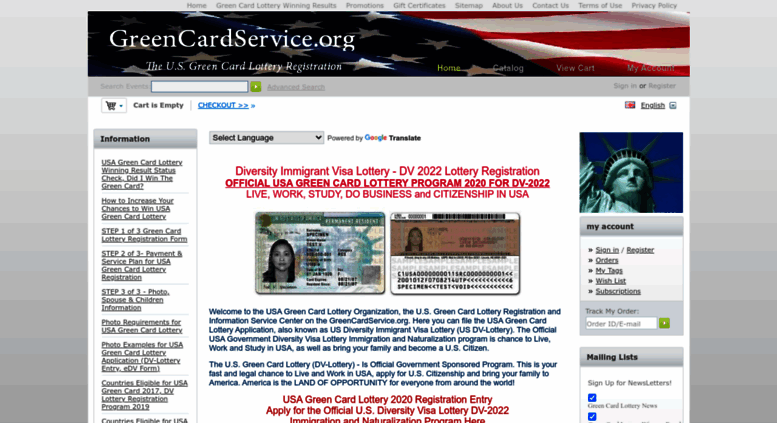 Access greencardservice.org. Official US Green Card Lottery 2020 Registration. DV 2022 Visa ...