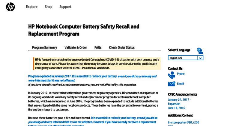 Access H30686 Www3 Hp Notebook Computer Battery Safety H30686 Www3 Hp Screenshot