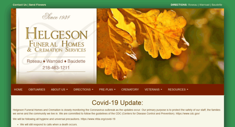 Access helgesonfuneralhome.com. Helgeson Funeral Home | Roseau MN