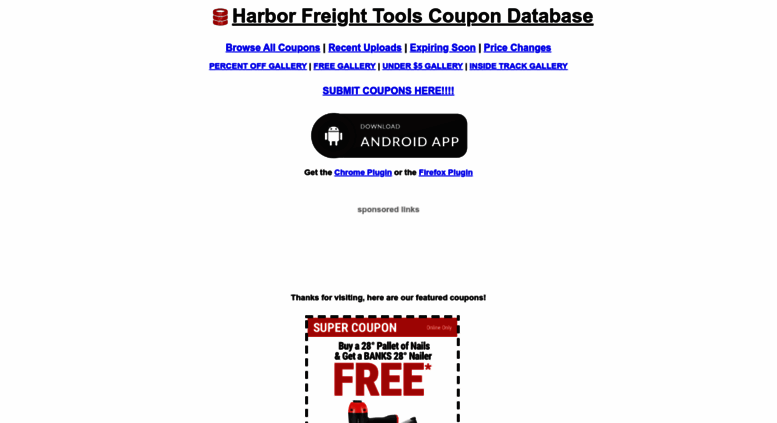 Access Hfqpdb Com Harbor Freight Tools Coupon Database Free Coupons 25 Percent Off Coupons Percent Off Coupons