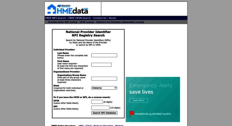 Access hmedata.com. HMEdata.com - HME billing data - NPI Search Lookup ...