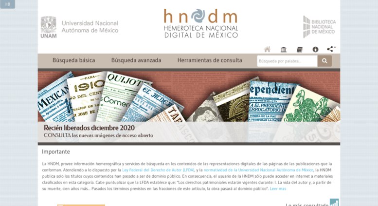 Access hndm.unam.mx. HNDM - Bienvenido