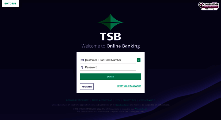 tsb online banking business