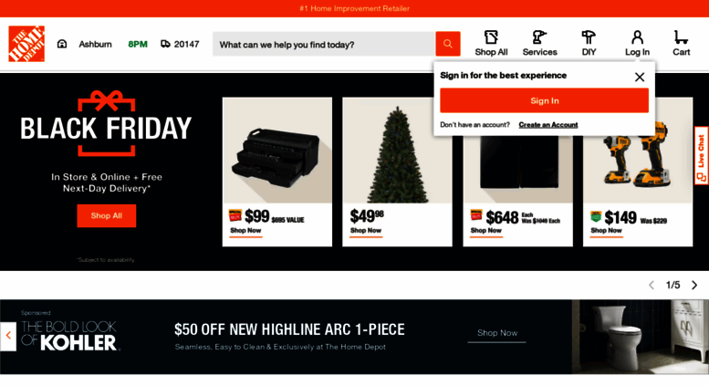 Access homedepot.com. The Home Depot