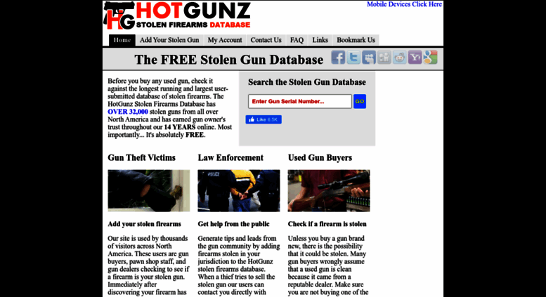 Access hotgunz.com. HotGunz Stolen Gun Database