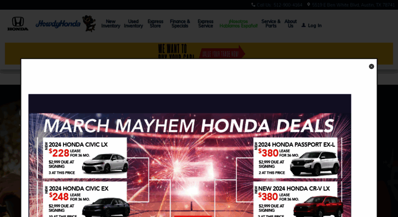 Access Howdyhonda Honda Dealership Austin Tx Used Cars Howdy Howdyhonda Screenshot