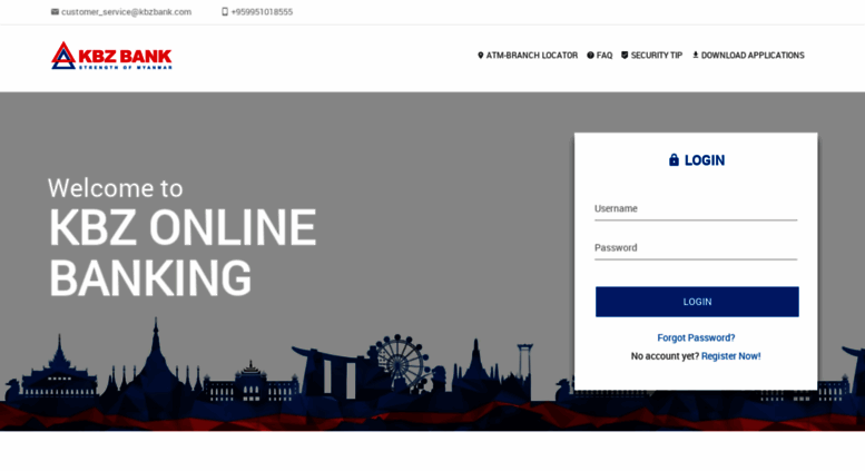 Access ibanking.kbzbank.com. KBZ iBanking