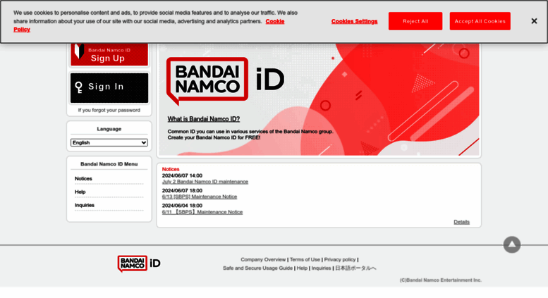 Access Id Banapassport Net Home Login Top Bandai Namco Id