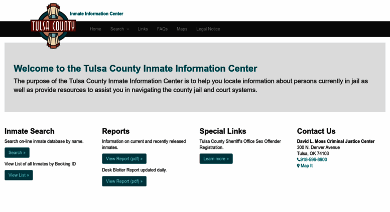 Access Iic Tulsacounty Org Home Page Inmate Information Center