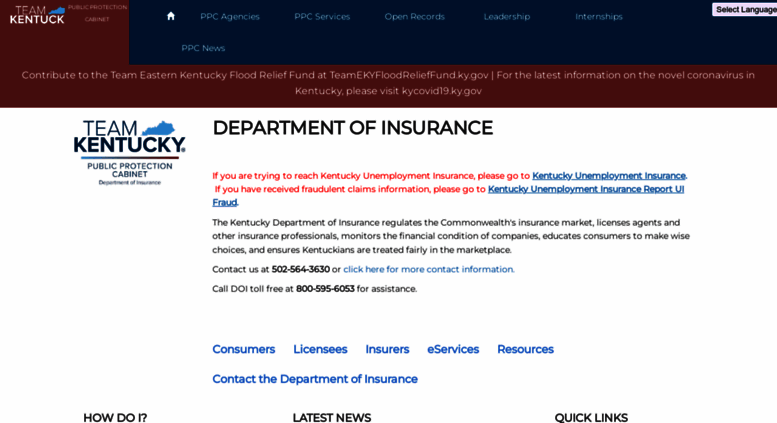 Access insurance.ky.gov. DEPARTMENT OF INSURANCE