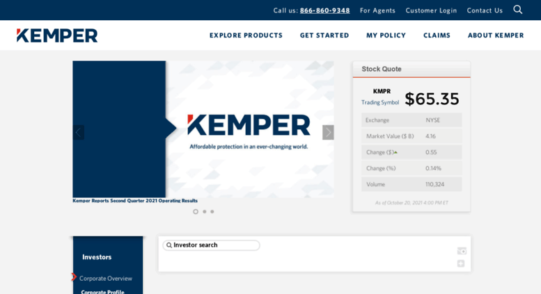 Access investors.kemper.com. Kemper Corporation ...