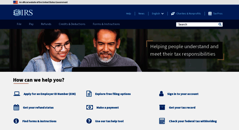 Access irs.gov. Internal Revenue Service | An official website of the ...